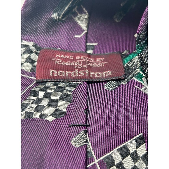 Vintage ROBERT TALBOT Mens Silk‎ Tie Checker Flag Race Car Automotive Necktie 4" - Picture 3 of 5